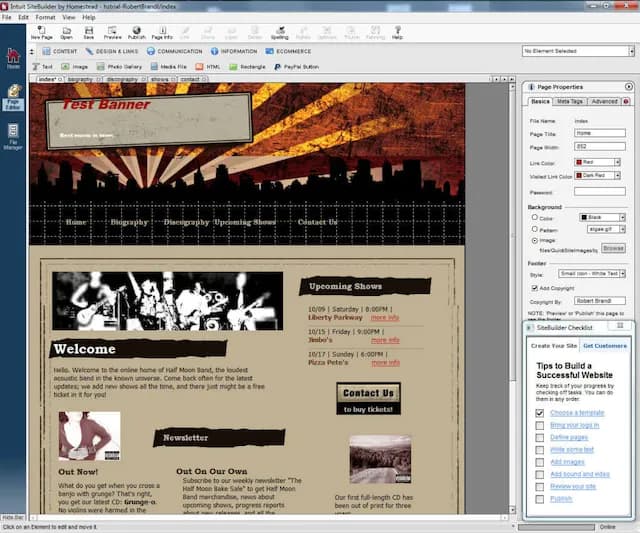 Screenshot of website building software from 20+ years ago